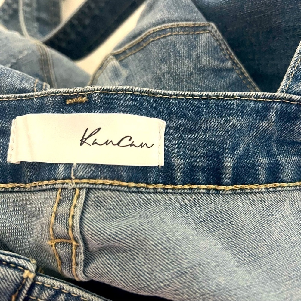 KanCan Women’s Small Dark Wash Distressed Overall Jeans Size Small Cottagecore - Picture 8 of 10
